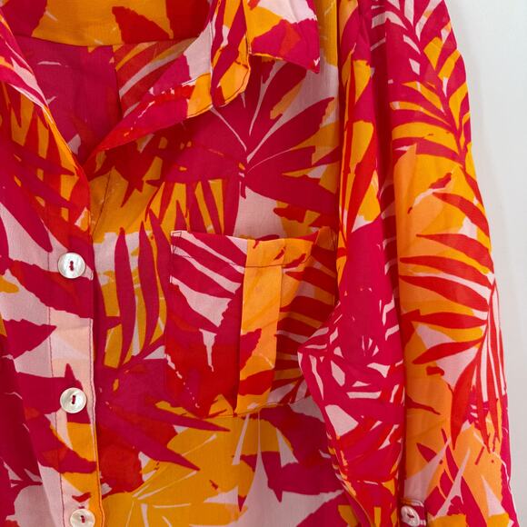 Club Z Collection Vibrant Tropical Sheer Button Front Tunic Blouse Size 2X - Picture 5 of 15
